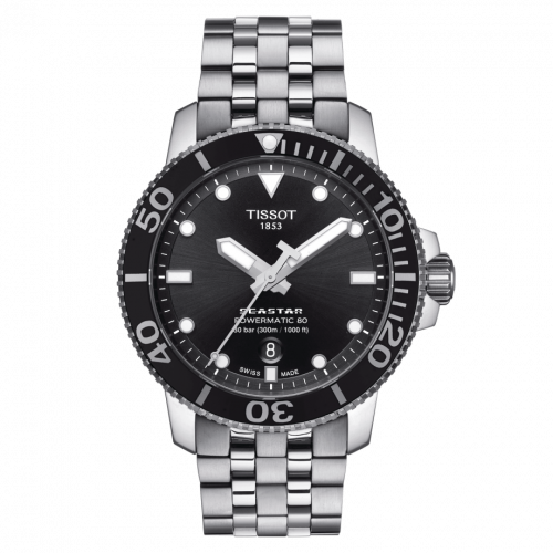 Tissot Seastar 1000 Powermatic 80 43 Stainless Steel Black Bracelet