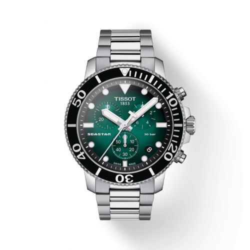 Tissot Seastar 1000 Chronograph Quartz 45.5 Stainless Steel Green Gradient Bracelet