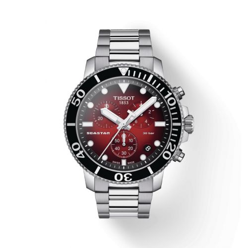 Tissot Seastar 1000 Chronograph Quartz 45.5 Stainless Steel Red Gradient Bracelet