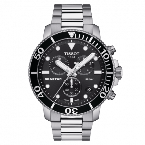 Tissot Seastar 1000 Chronograph Quartz 45.5 Stainless Steel Black Bracelet