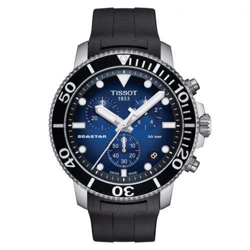 Tissot Seastar 1000 Chronograph Quartz 45.5 Stainless Steel Gradient Blue Rubber