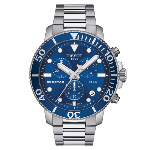 Tissot Seastar 1000 Chronograph Quartz 45.5 Stainless Steel Blue Bracelet