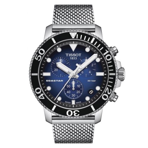 Tissot Seastar 1000 Chronograph Quartz 45.5 Stainless Steel Gradient Blue Mesh