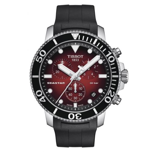 Tissot Seastar 1000 Chronograph Quartz 45.5 Stainless Steel Gradient Red Rubber