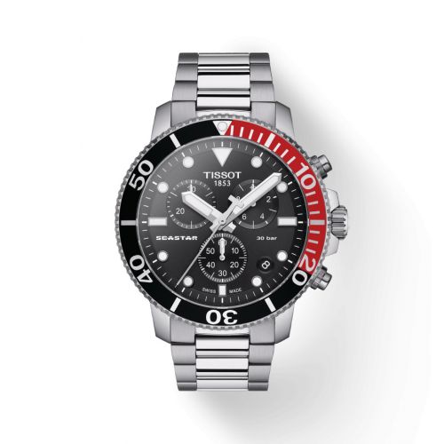 Tissot Seastar 1000 Chronograph Quartz 45.5 Stainless Steel Black Bracelet