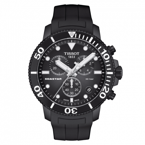 Tissot Seastar 1000 Chronograph Quartz 45.5 PVD Black Rubber