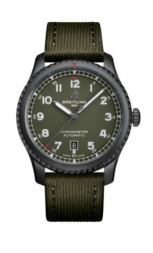 Breitling Aviator 8 Automatic 41 Blacksteel Curtiss Warhawk Canvas Pin