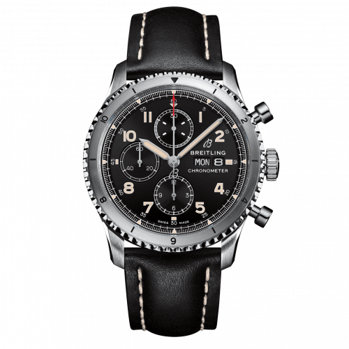 Breitling Aviator 8 Chronograph 43 Stainless Steel Black Calf Pin