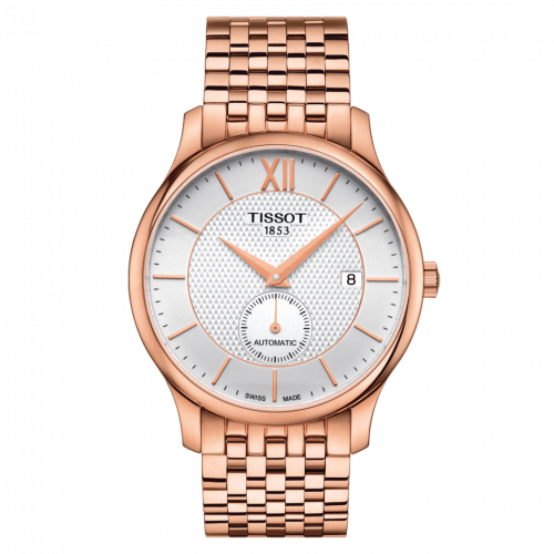 Tissot Tradition Automatic Small Second Rose Gold PVD Silver Bracelet