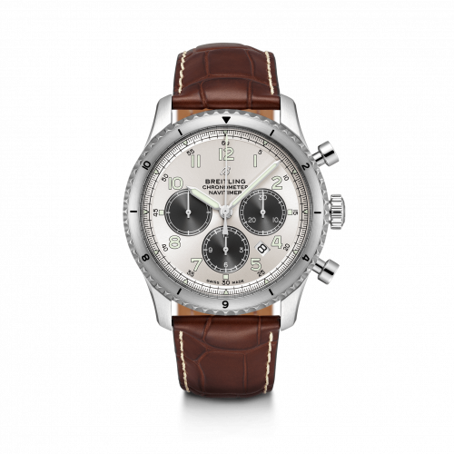 Breitling Aviator 8 B01 Chronograph 43 Stainless Steel Silver Brown Croco