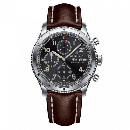 Breitling Aviator 8 Chronograph 43 Stainless Steel Black Calf Pin