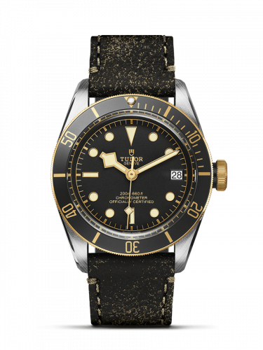 Tudor Heritage Black Bay Black S&G Stainless Steel Yellow Gold Black Strap