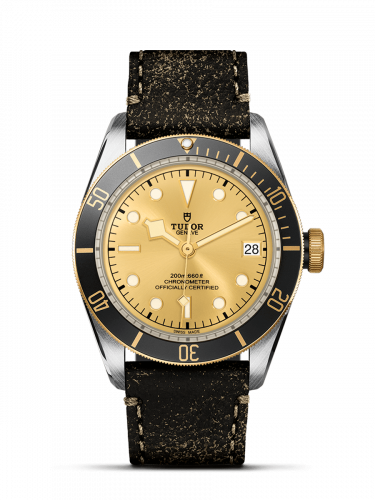 Tudor Heritage Black Bay Black S&G Stainless Steel Yellow Gold Champagne Strap