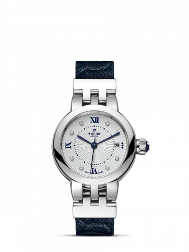 Tudor Clair de Rose 26 Stainless Steel Silver-Diamond Fabric