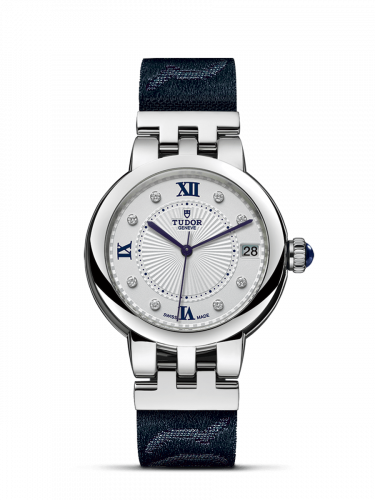Tudor Clair de Rose 34 Stainless Steel Silver-Diamond Fabric