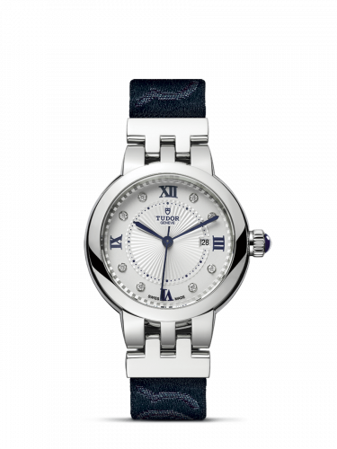 Tudor Clair de Rose 30 Stainless Steel Silver-Diamond Fabric