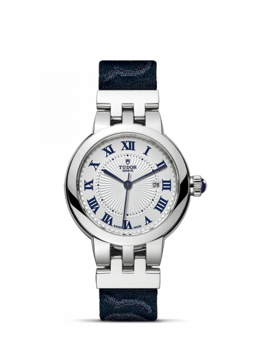 Tudor Clair de Rose 30 Stainless Steel Silver-Roman Fabric