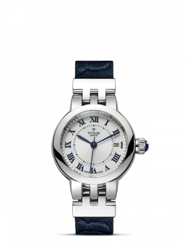 Tudor Clair de Rose 26 Stainless Steel Silver-Roman Fabric