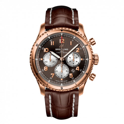 Breitling Aviator 8 B01 Chronograph 43 Red Gold Bronze Alligator Folding