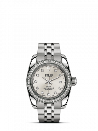 Tudor Classic 28 Stainless Steel Diamond Silver-Diamond Bracelet