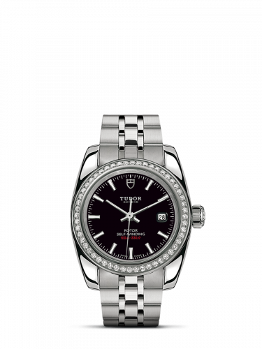 Tudor Classic 28 Stainless Steel Diamond Black Bracelet