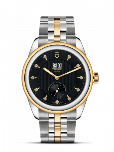 Tudor Glamour Double Date Stainless Steel Yellow Gold Black-Diamond Bracelet