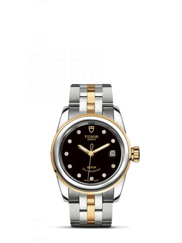 Tudor Glamour Date 26 Stainless Steel Yellow Gold Black-Diamond Bracelet