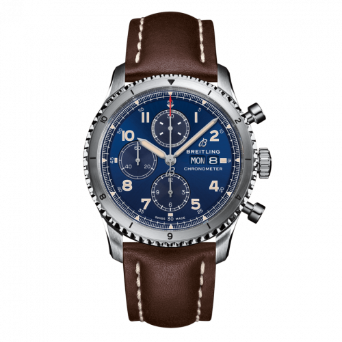 Breitling Aviator 8 Chronograph 43 Stainless Steel Blue Calf Folding