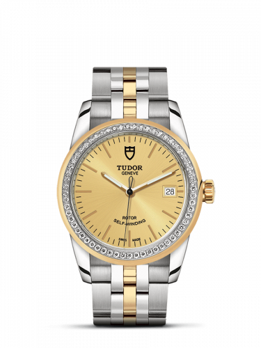 Tudor Glamour Date 36 Stainless Steel Yellow Gold Diamond Champagne Bracelet