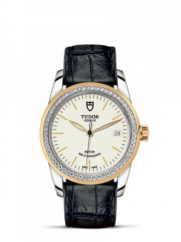 Tudor Glamour Date 36 Stainless Steel Yellow Gold Diamond Opaline Strap