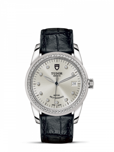 Tudor Glamour Date 36 Stainless Steel Diamond Silver-Diamond Strap