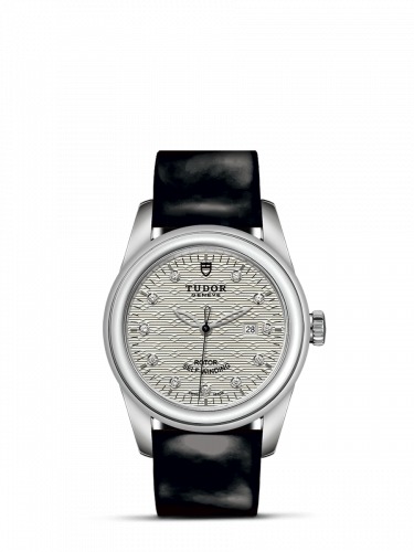 Tudor Glamour Date 31 Stainless Steel Jacquard Silver-Diamond Strap