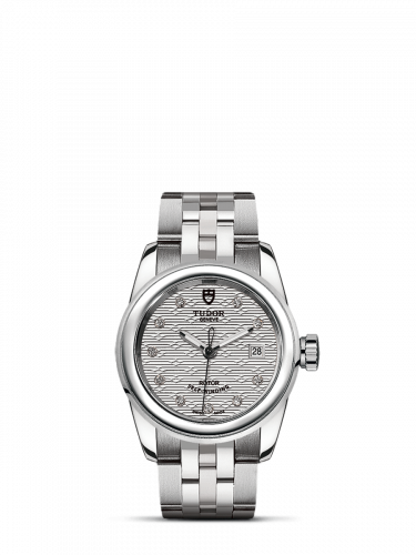 Tudor Glamour Date 26 Stainless Steel Jacquard Silver-Diamond Bracelet
