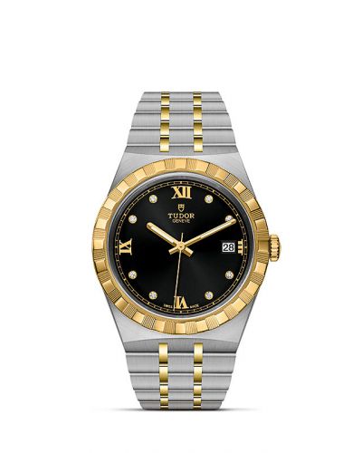 Tudor Royal Date 38 Stainless Steel Yellow Gold Black - Diamond