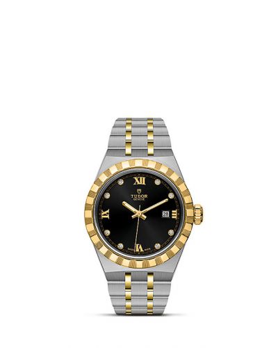 Tudor Royal Date 28 Stainless Steel Yellow Gold Black - Diamond