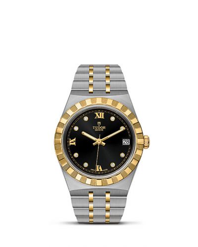 Tudor Royal Date 34 Stainless Steel Yellow Gold Black - Diamond