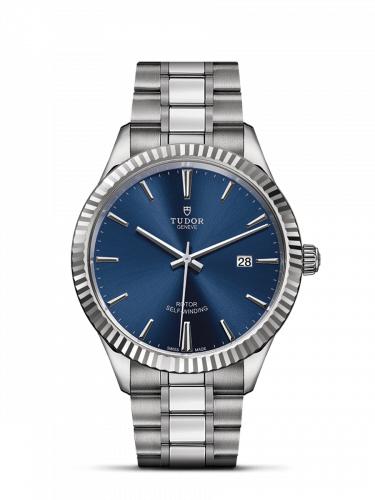 Tudor Style 41 Stainless Steel Fluted Blue Bracelet