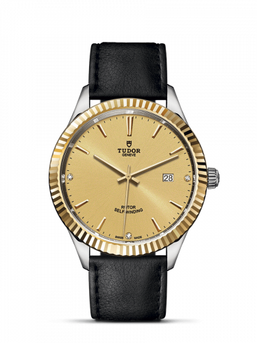 Tudor Style 41 Stainless Steel Yellow Gold Fluted Champagne-Diamond Strap