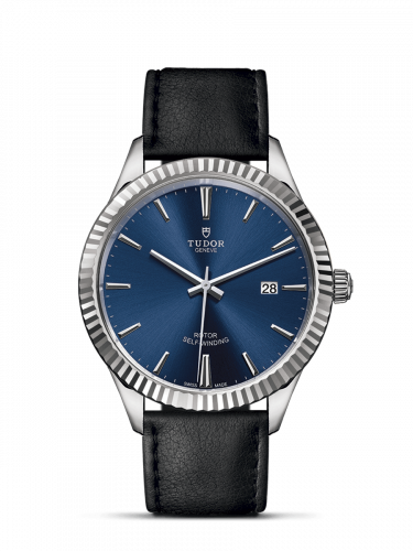 Tudor Style 41 Stainless Steel Fluted Blue Strap