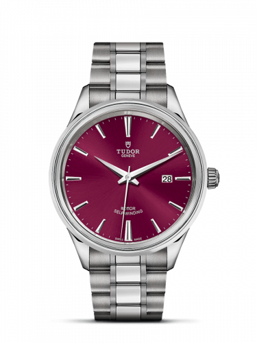 Tudor Style 41 Stainless Steel Burgundy Bracelet