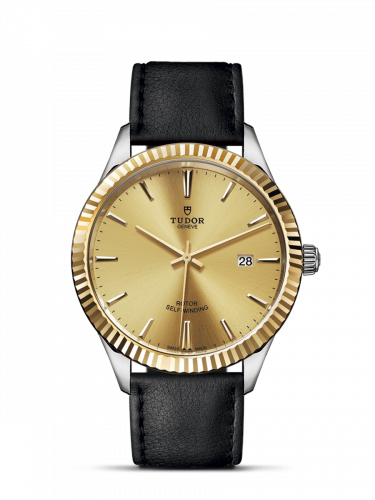 Tudor Style 41 Stainless Steel Yellow Gold Fluted Champagne Strap
