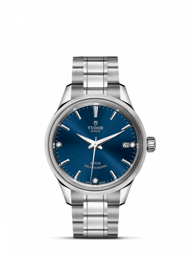 Tudor Style 34 Stainless Steel Blue-Diamond Bracelet