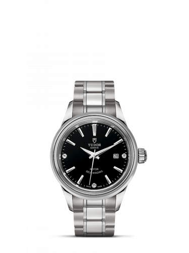 Tudor Style 28 Stainless Steel Black-Diamond Bracelet