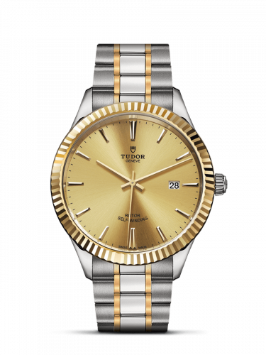 Tudor Style 41 Stainless Steel Yellow Gold Fluted Champagne Bracelet