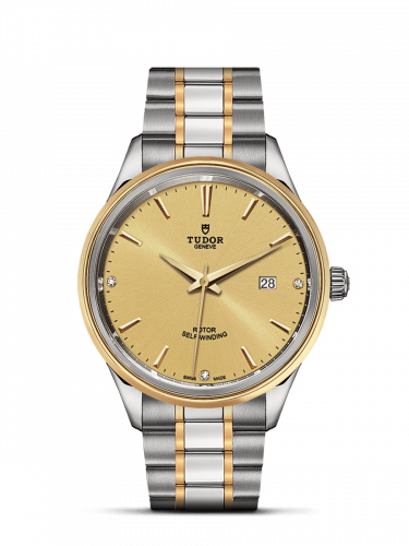 Tudor Style 41 Stainless Steel Yellow Gold Champagne-Diamond Bracelet