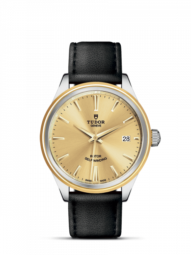 Tudor Style 38 Stainless Steel Yellow Gold Champagne Strap