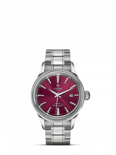 Tudor Style 28 Stainless Steel Burgundy Bracelet