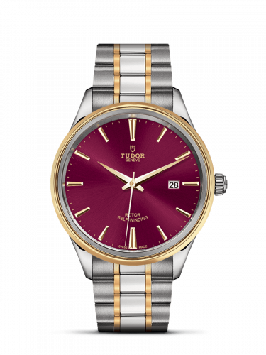 Tudor Style 41 Stainless Steel Yellow Gold Burgundy Bracelet