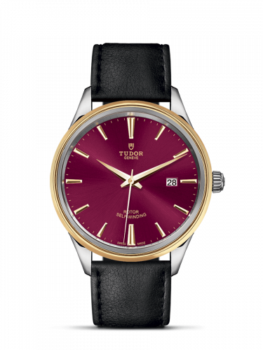 Tudor Style 41 Stainless Steel Yellow Gold Burgundy Strap