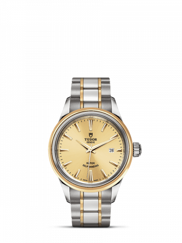 Tudor Style 28 Stainless Steel Yellow Gold Champagne Bracelet